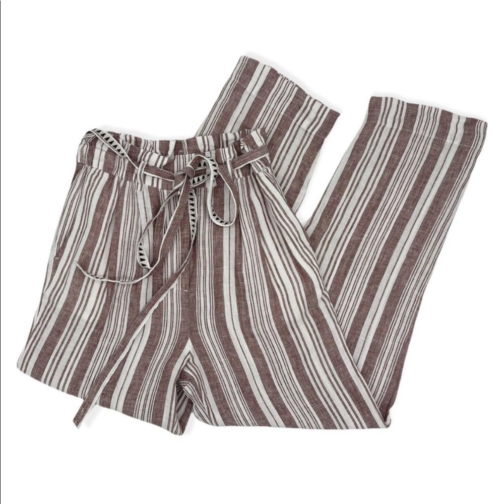Women's Lemlem x H&M Striped High Waisted Linen Wide Leg Pants Trousers